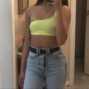 One shoulder neon bra top